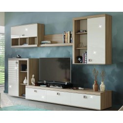 Холна секция Domino L345, SANI, Лява, дъб хавана и кашмир супер гланц