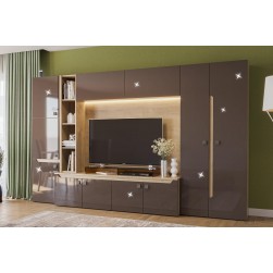 Холна секция Smart L324, SANI,  Дъб небраска и трюфел супер гланц