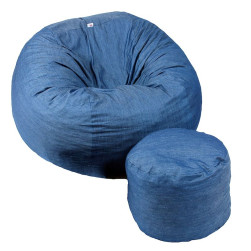 Комплект, Барбарон с табуретка за крака 900л., King Size XL - Denim, Перящ ...
