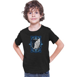Детска тениска Japan Anime Manga Tralala Attack on Titan Logo, Черен, 7-8 г...
