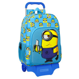 Училищна чанта с колелца Minions Minionstatic Син (33 x 42 x 14 cm)