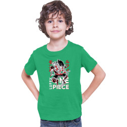 Детска тениска Japan Anime Manga Tralala One Piece Luffy 02, Зелен, 7-8 г. ...