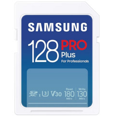 Карта памет Samsung PRO Plus, 128 GB SD, UHS-I, Четене: 180 MB/s, Запис: 13...