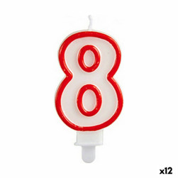 Свещ Рожден Ден Номера 8 Червен Бял (12 броя)