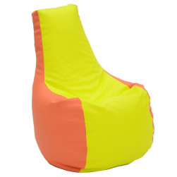 Пуф стол, 210л., Sunlounger - Orange & Yellow, еко кожа, Пълнеж от полистир...
