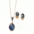 Луксозен италиански комплект Diamond Sea,  розово сребро с фини кристали Swarovski® Розово сребро-Син
